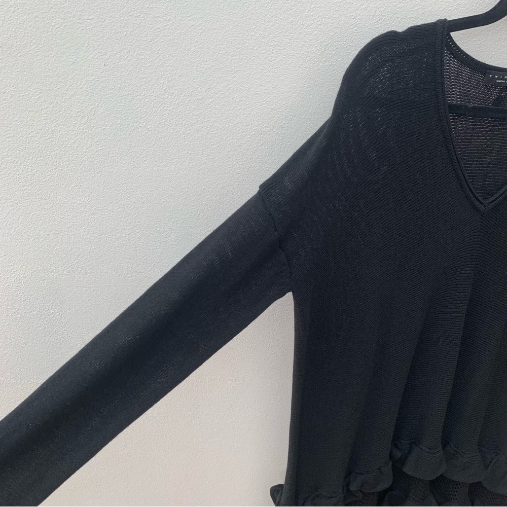 Twin-Set Simona Barbieri Size Small Dress Black Knit Wool Blend Ruffle Mini - Picture 4 of 14